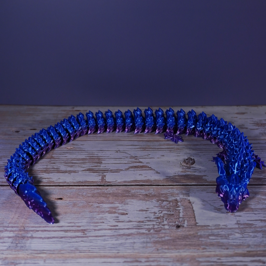 Articulated Flexible Dragon in Beautiful Silk Colors - Over 1 foot long!