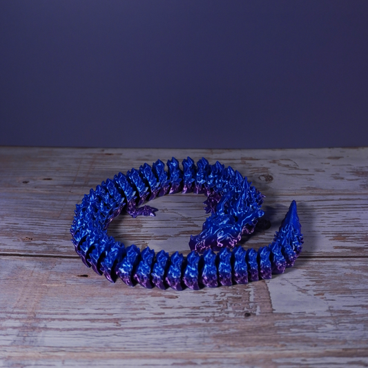 Articulated Flexible Dragon in Beautiful Silk Colors - Over 1 foot long!